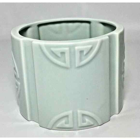 VINTAGE Signed 1980 Shafford Orientale Pale Green Planter Vase Home Decor - Picture 3 of 9